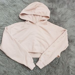 Forever21 baby pink crop hoodie moon sun detail